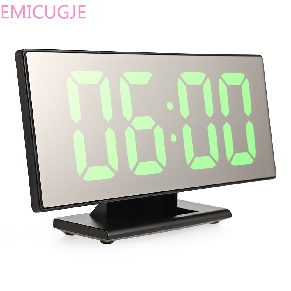 Elektronische Desktop Tafel Digitale Klok Spiegel Oppervlak Klok met Grote LED Display Usb-poort voor Slaapkamer