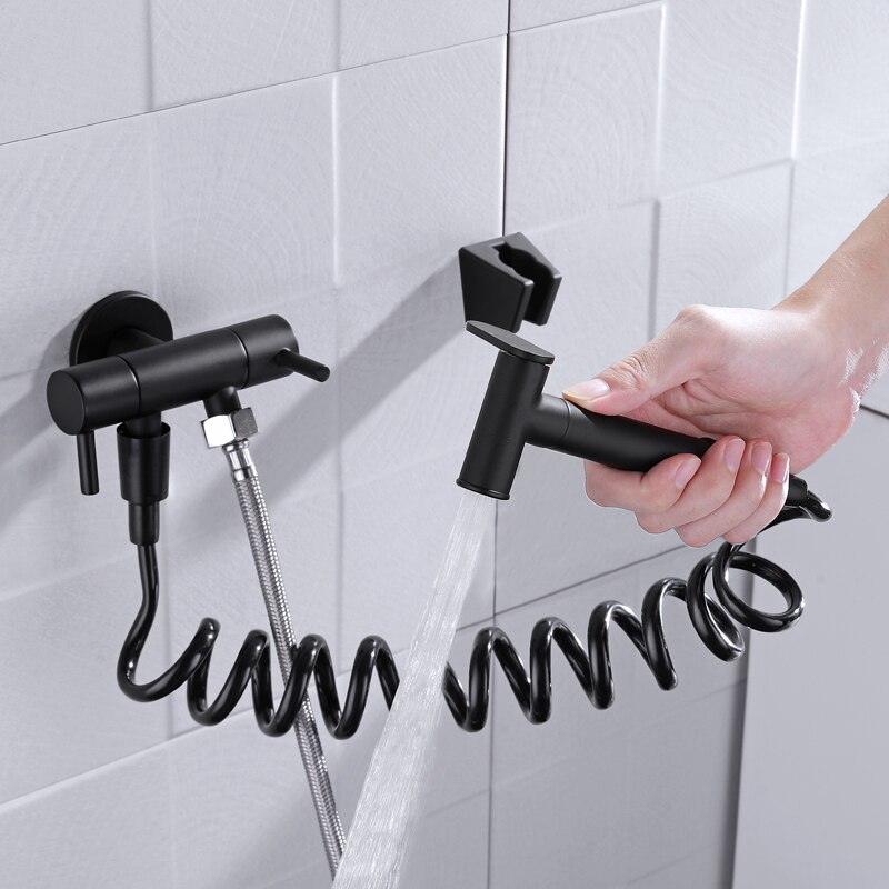 Veggfeste bidet toalettkran rote hygienisk dusj håndholdt bidet toalett bærbar bidet dusj med slange og holder shattaf