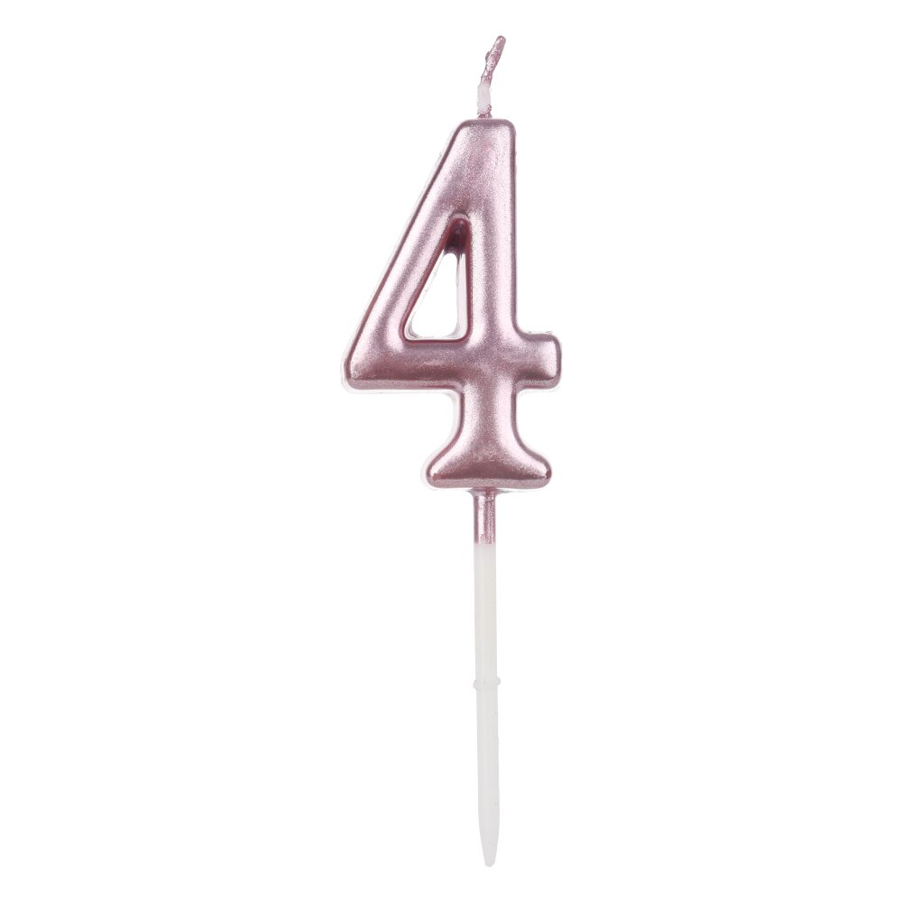 1 PCs Silver Rose Gold Candles For Happy Birthday Decorations 0-9 Number Cake Cupcake Topper Party Supplies: 4 rose gold