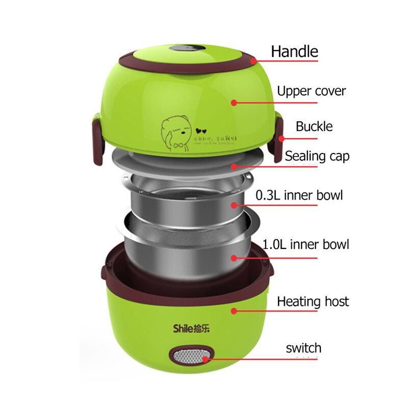 MINI Rice Cooker Thermal Heating Electric Lunch Box 2 Layers Portable Food Steamer Cooking Container Meal Lunchbox Warmer
