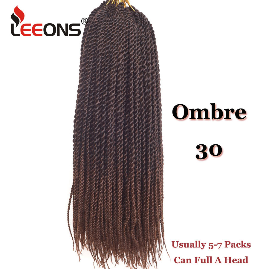 Leeons Small Senegalese Twist Braids 18 inch 30 Roots Synthetic Crochet Hair Extensions Ombre Braiding Hair 15 Colors Available: #35