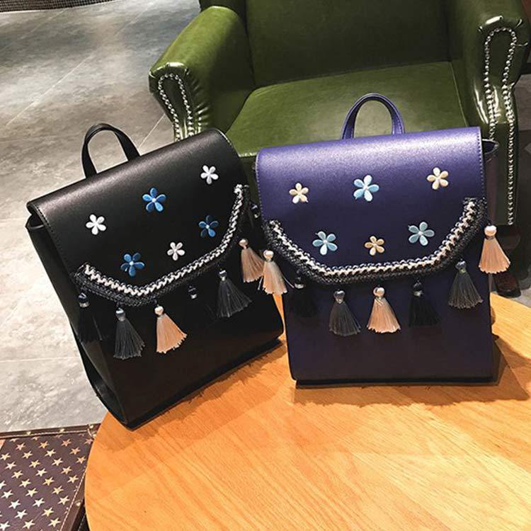 Sommer Neue Gestickte Rucksack Weiblichen Koreanischen Stil Multi-Zweck Quaste Pu Kleinen Rucksack Lässig Schul