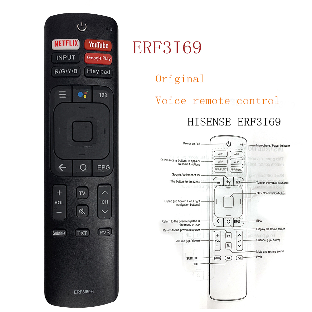 ERF3I69H Original Voice Remote Control with Bluetooth for Hisense TV ERF3B69S ERF3A69S ERF3B69 55RG UHD 4k TV Fernbedienung