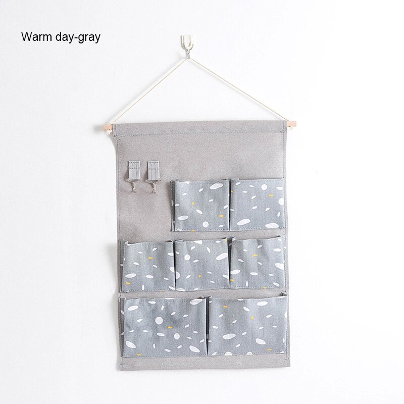 7 Pockets Over The Door Organizer Wall Closet Hanging Storage Bag Multilayer Linen Fabric Pouch Debris Organizer Bag Storage: 04