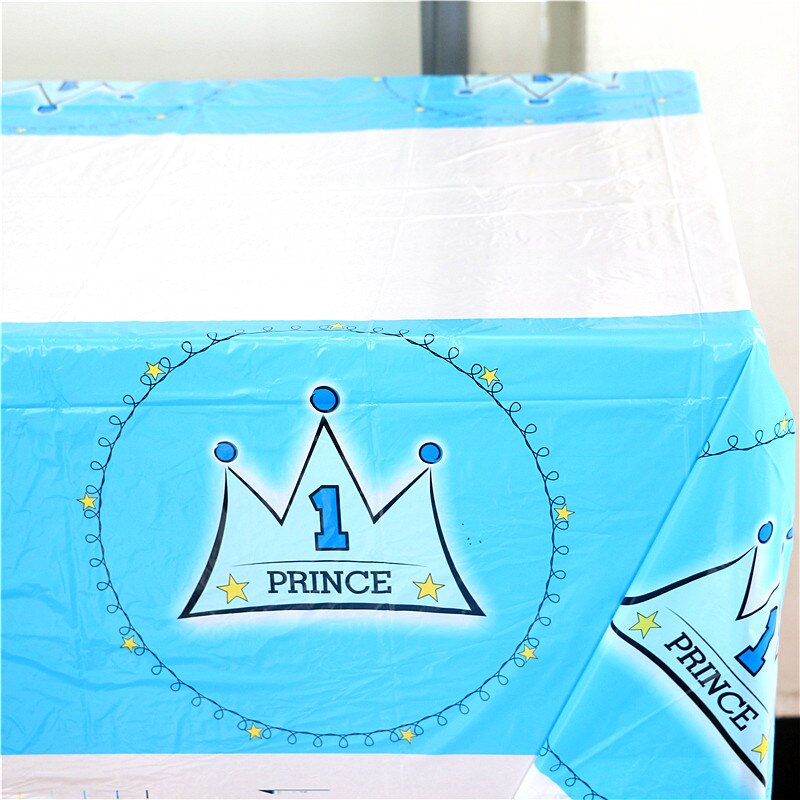 108*180cm Prince Theme Prince Crown Tablecover Birthday Party Decoration Kid Favors Supplies Events Tablecloth Happy Baby Shower