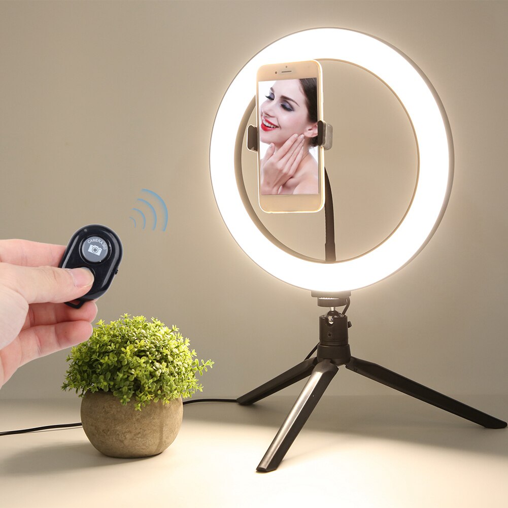 Ringlight 10 Inch LED Dimmbare Make-Up Drei Modi Desktop Selfie Ring Füllen Licht für Live-Video mit Stativ Handy