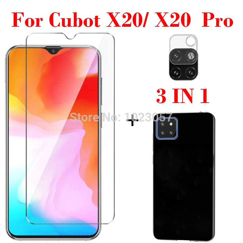 3-in-1 etui + kamera szkło hartowane dla Cubot X20 Pro ScreenProtector szkło dla Cubot X20 3D szkło: X20 / 3 in 1 black case