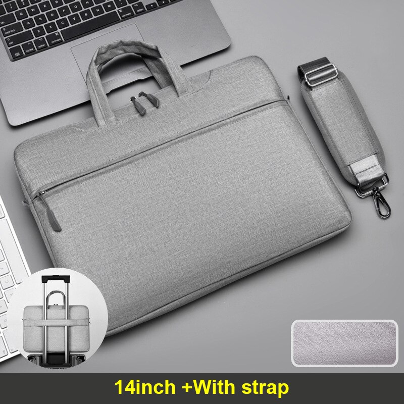 Männer Frauen Aktentaschen Unisex Business Handtaschen Oxford Hand Taschen Einfarbig Laptop Tasche Wasserdichte Schulter Messenger Tasche XA724ZC: Light gray 14inch