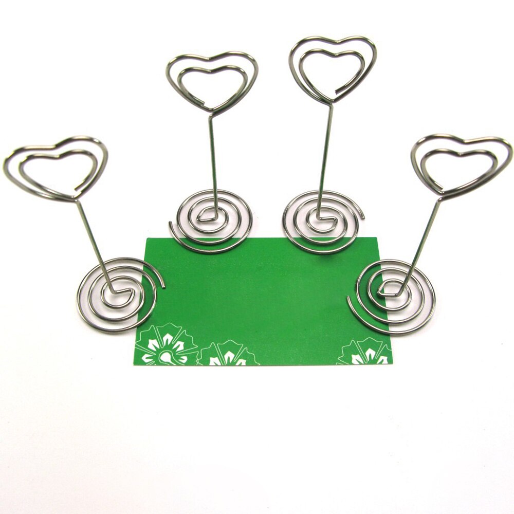 5pcs Silverheart Round Star Shape Pattern Table Number Name Card Holders Memo Note Clip Photo Stand For Wedding Party Decor