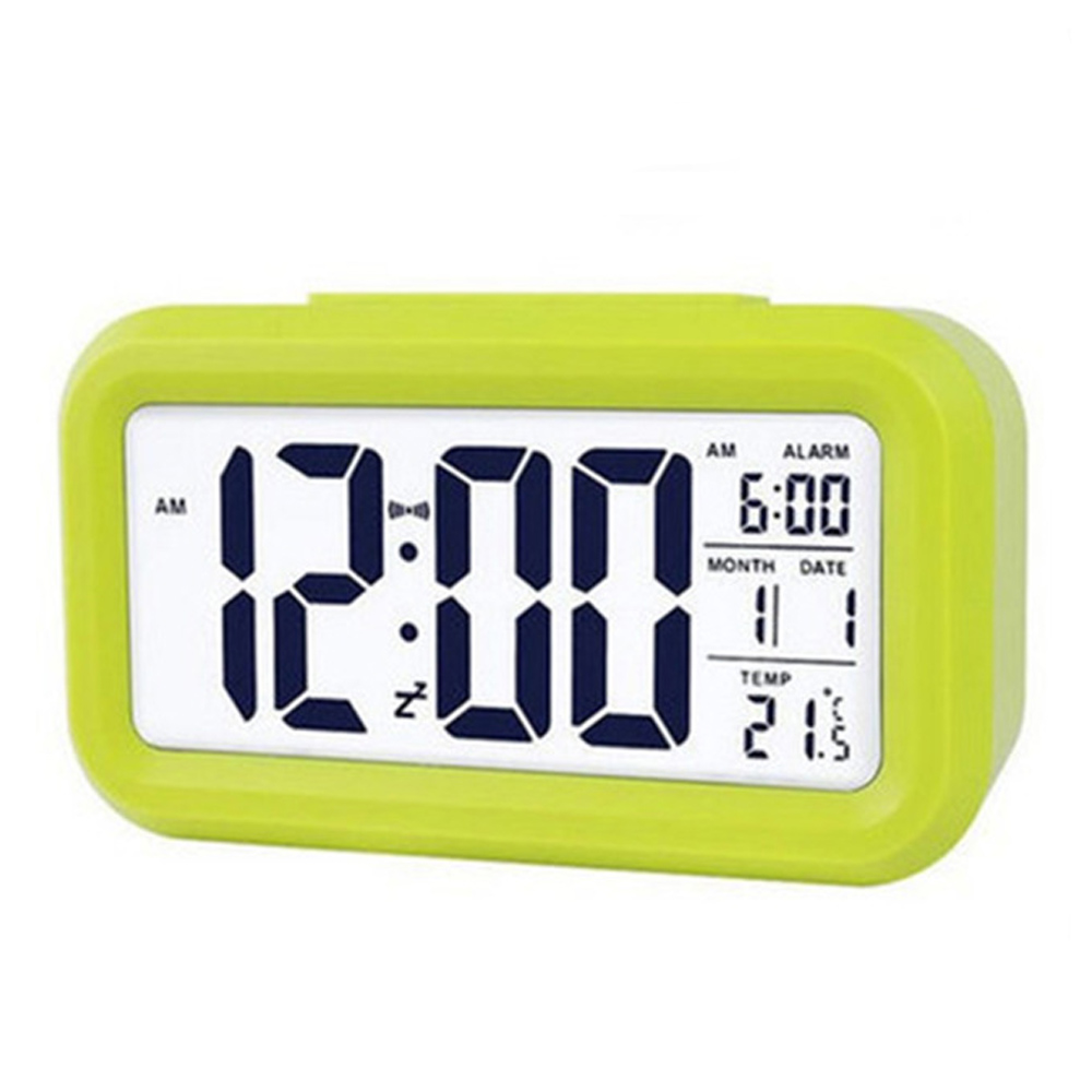 Electronic Table Clocks Large LED Digital Alarm Clock Temperature Display For Home Office Travel Desk Decoration Clock: Green