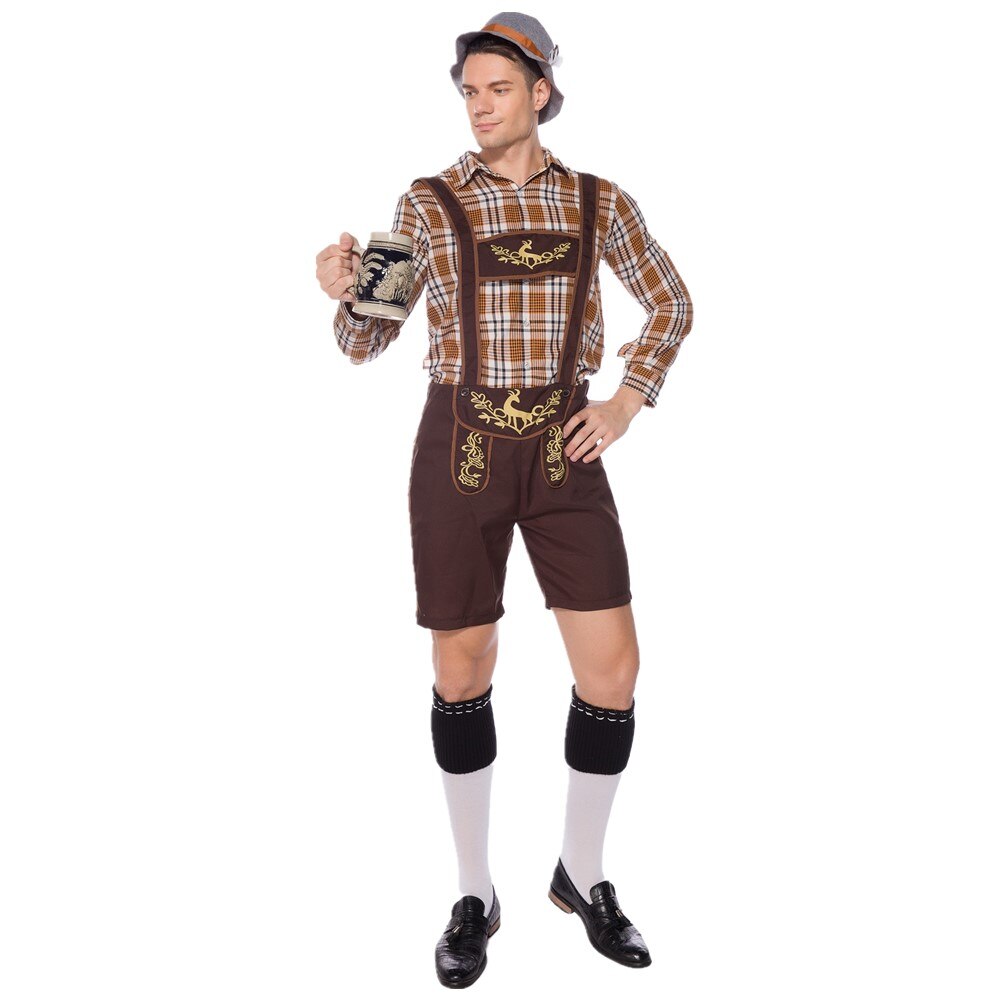 Tyskland voksen mann tradisjonell oktoberfest kostyme bayersk lederhosen øl herre fancy kjole karneval fest bukseseler shorts