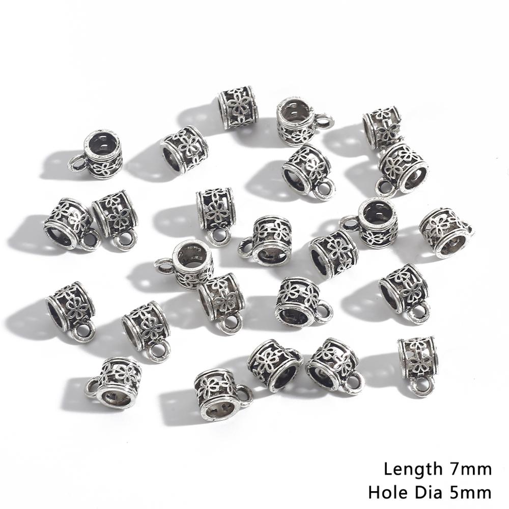 20pcs Bail bead Connector Charms 4-9MM Antique Silver Necklace Clasps for DIY Jewelry Findings Accessories: 09