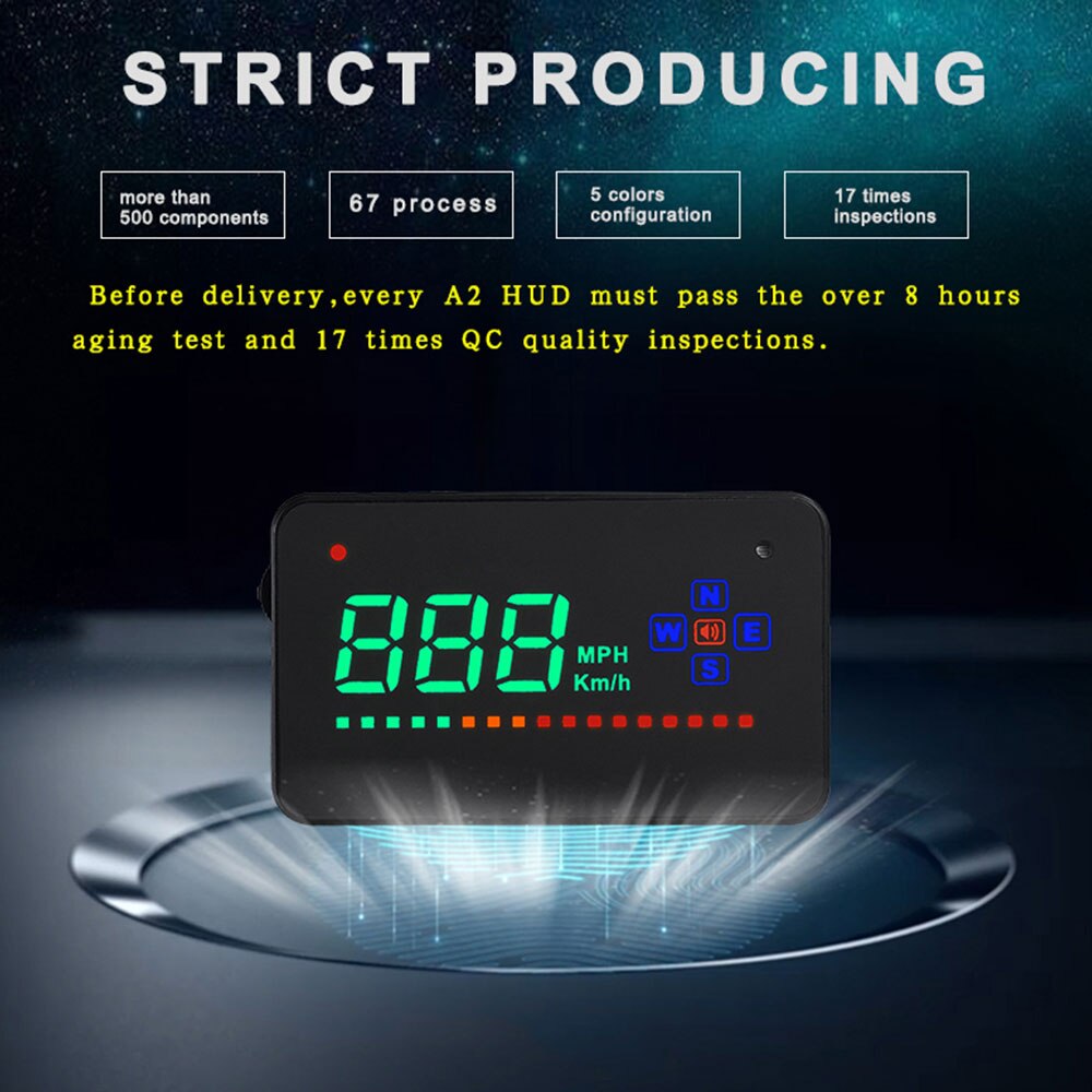 3.5 inch auto hud head-up display led snelheidsmeter kleur projectie snelheidswaarschuwing voor alle auto's automatische elektronische spanningsalarm