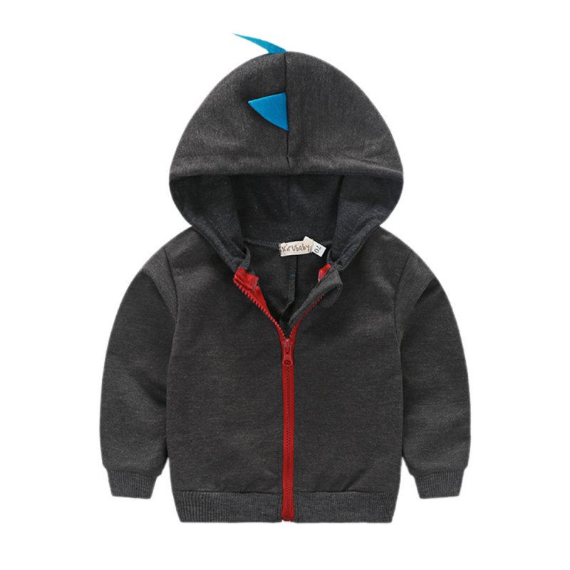 Warm Outerwear Winter Coat Boys Clothes Cartoon Children Baby Boy Long Sleeve Hoodie Jacket: dark grey / 4T