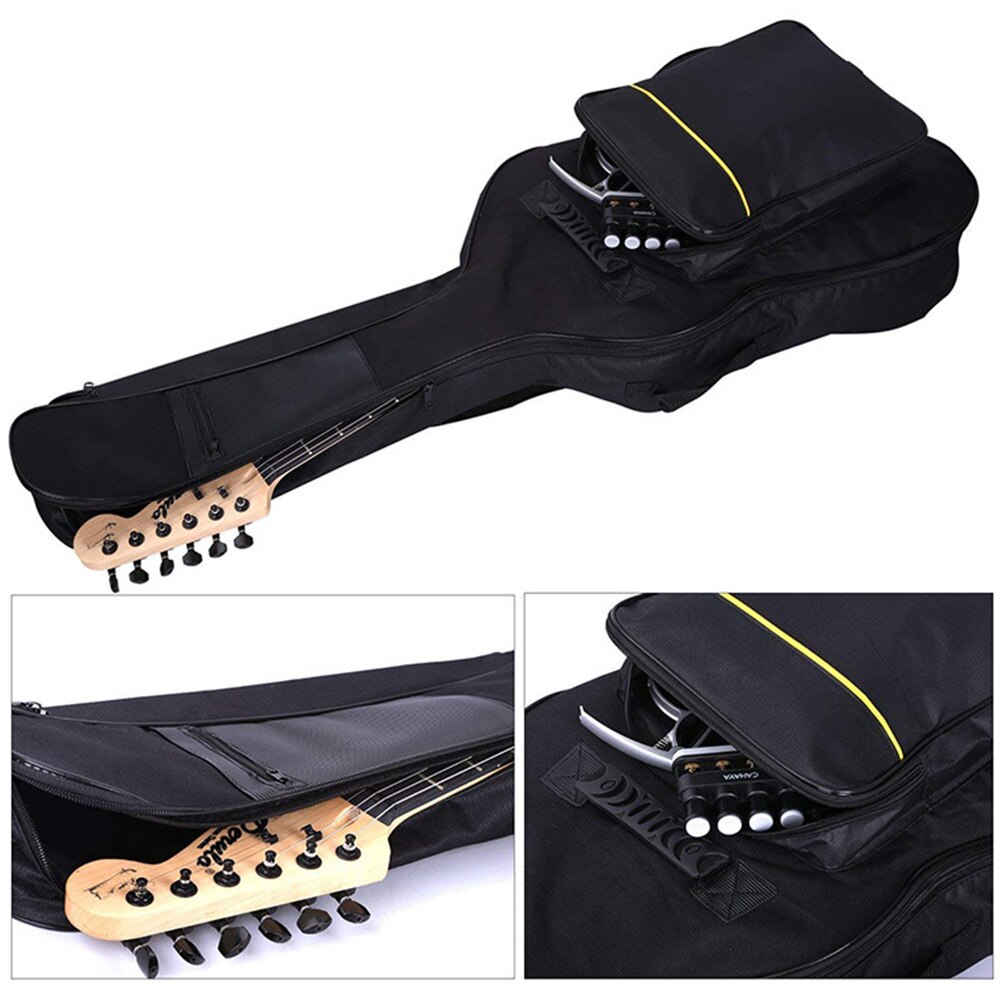 Cubierta Interior suave bolsa de guitarra reforzada funda impermeable grueso bolsillos de transporte acolchado de tamaño completo de tela Oxford cremallera