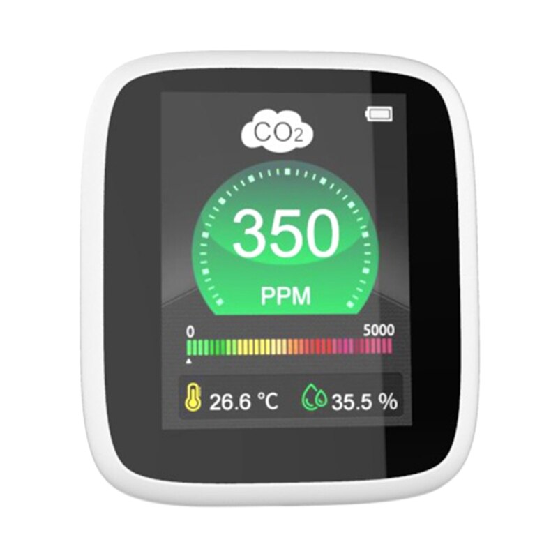 CO2 Detector Carbon Dioxide Air Tester for CO2 Real-Time Data with Alarm Set for Greenhouse Room Hospitals Office Cars