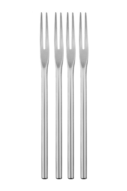Tenedor de fruta de dos dientes de acero inoxidable, postre de pastel de merienda, Mini vajilla estilo occidental, cubiertos, accesorio de de cocina, 1 ud.: sliver-1P