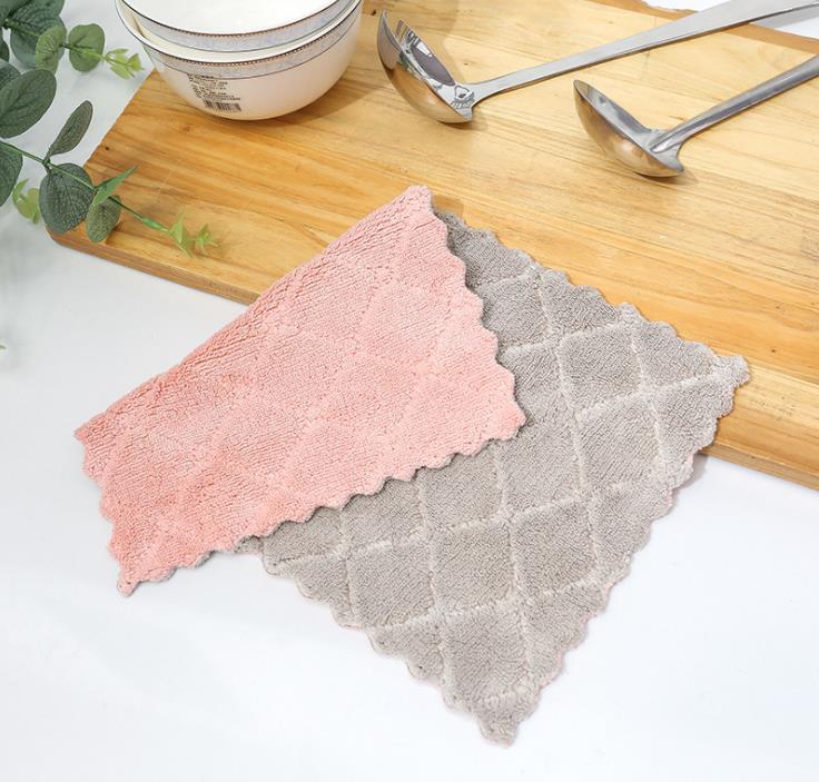 1pc keukengereedschappen gadgets superabsorberende microvezel keuken vaatdoek zeer efficiënte servies huishoudelijke schoonmaakdoek: Roze en grijs