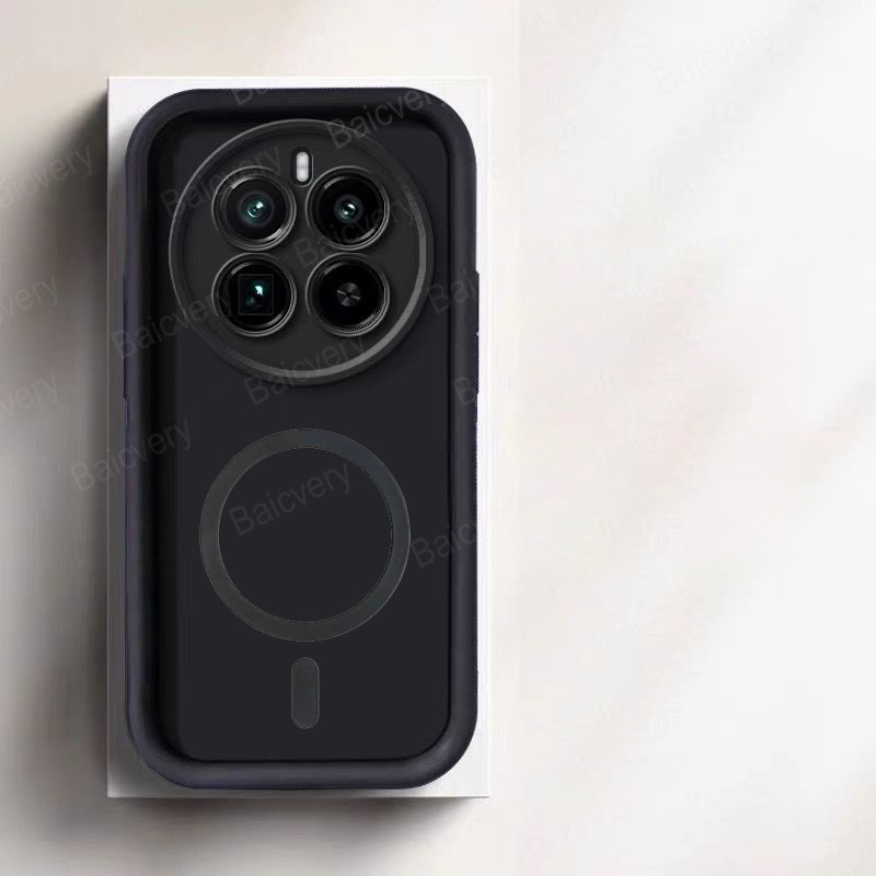 Für Realme 12 5G / 12X 5G Plus / 12 Pro 5G / Realme 12 Pro Plus Capa Hülle mit magnetischer Aufkleberabdeckung für kabelloses Laden: PC + TPU / Black