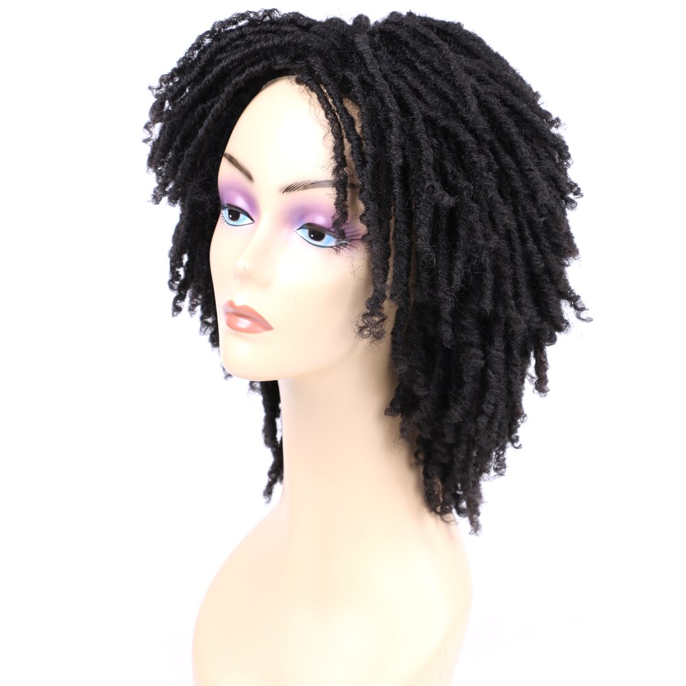 Qp Haar Dreadlock Perücke Geflochtene Twist Schwarz Braun Kurze Lockige Hitze Beständig Faser Synthetische Täglichen Party Dreadlocks Wigig: Natürliche Farbe