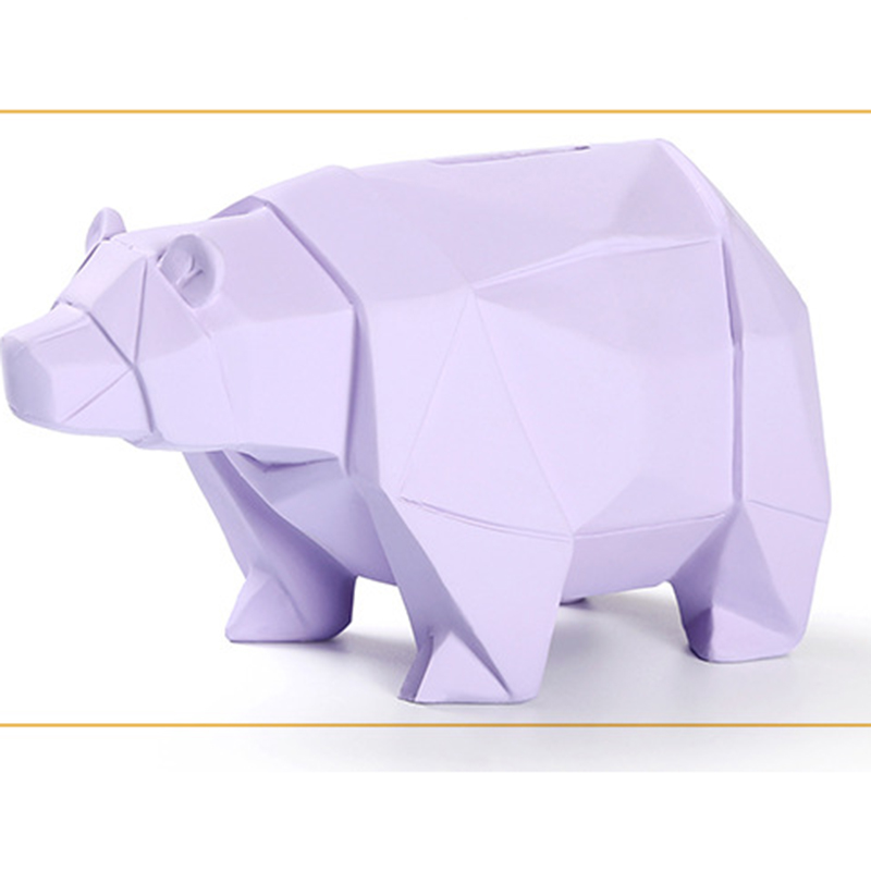 Mini mignon animaux tirelire polygone hippopotame ours polaire pour enfants adultes tirelire économiser des pièces de monnaie boîte décoration en plastique sûr