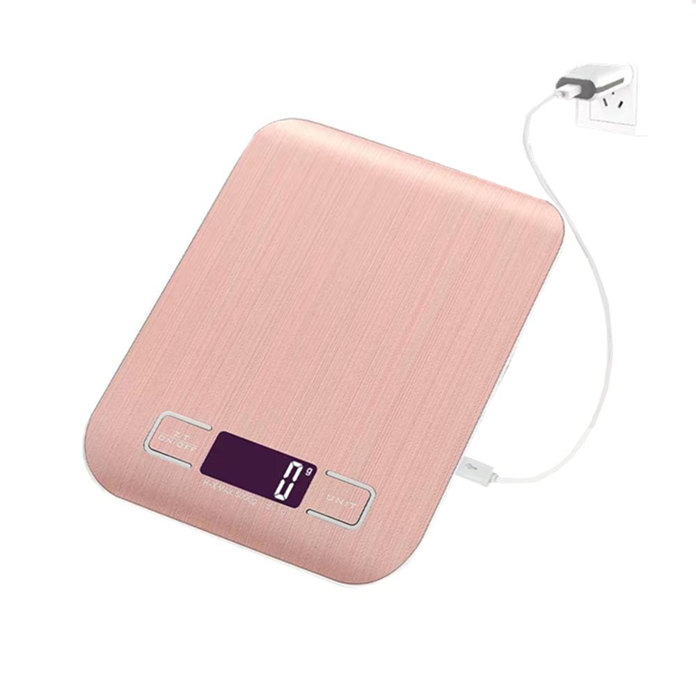 Household Portable Stainless Steel Kitchen Scale Baking Electronic Scale 5KG Table Scale Food Scale 10 kg Medicinal Scale: Rosegold / 10Kg