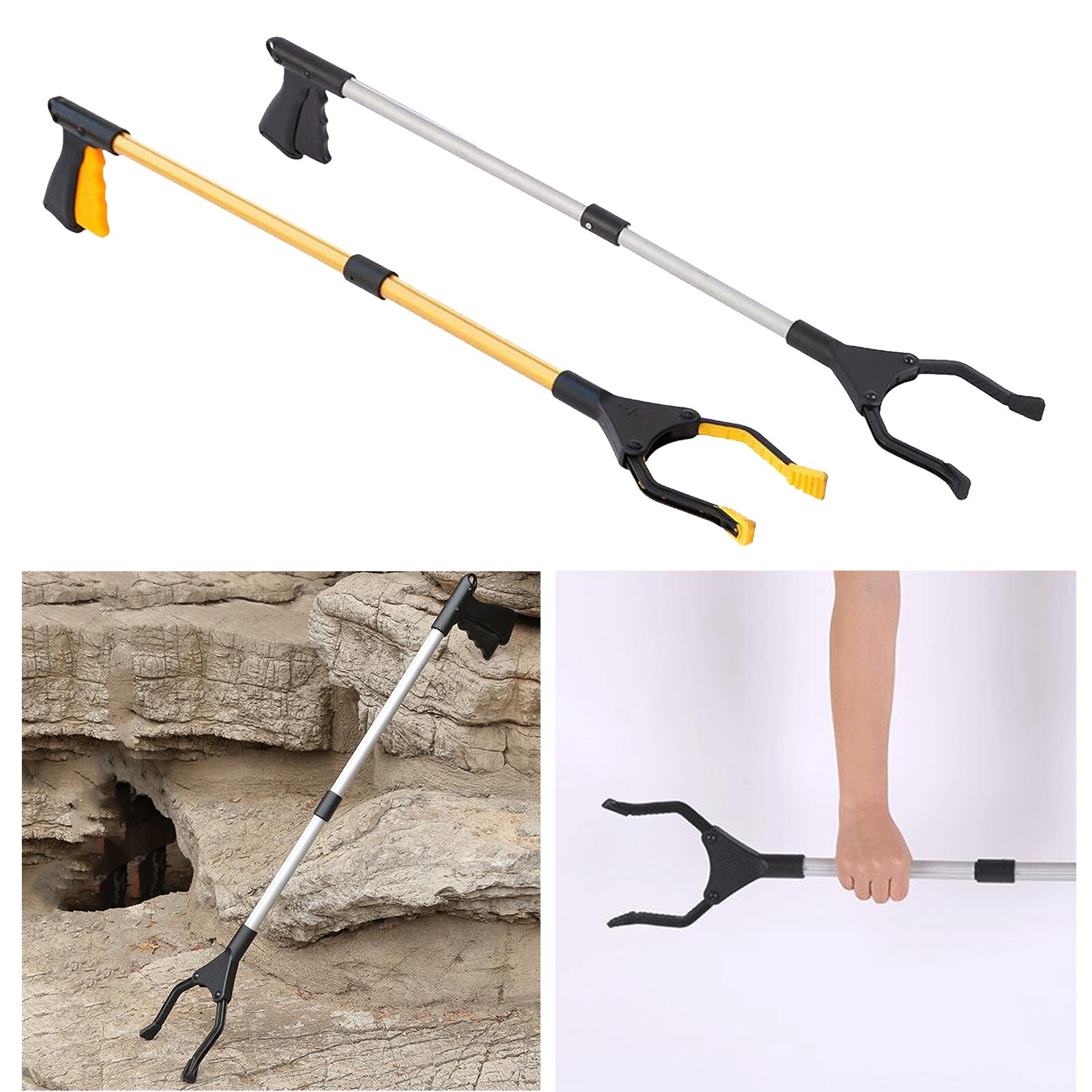 32" Folding Reacher Grabber Tool Portable Lightweight Trash Picker Grabber Gripper Pick Up Tool with 360° Rotating Claw