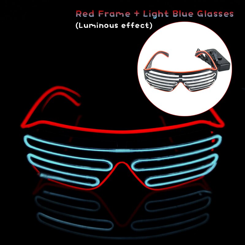 Gafas luminosas LED para Halloween, brillo de neón brillante, luz intermitente, gafas de sol de cristal para suministros de , disfraces de utilería: Z03