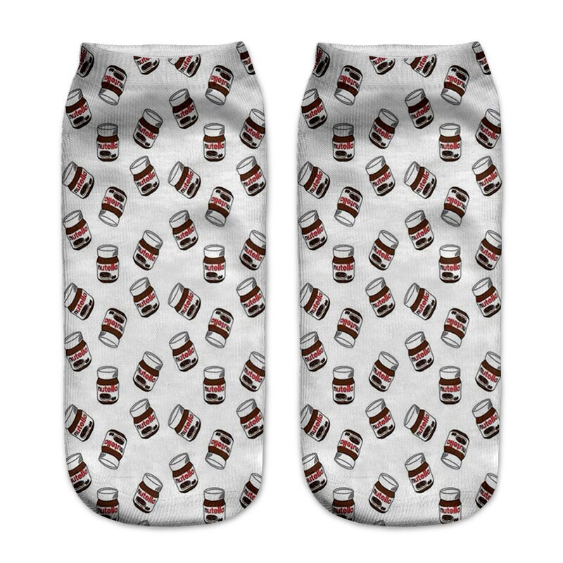 Nutella Pizza Buger Print Casual Stijl Print Type 3D Sokken Mannen Vrouwen Sokken Vrouwelijke Korte Sok