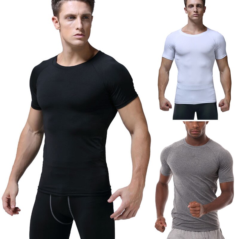 Fitnesströjor för män snabbtorkande tunn t-shirt med kort ärm och andas för basketlöpning