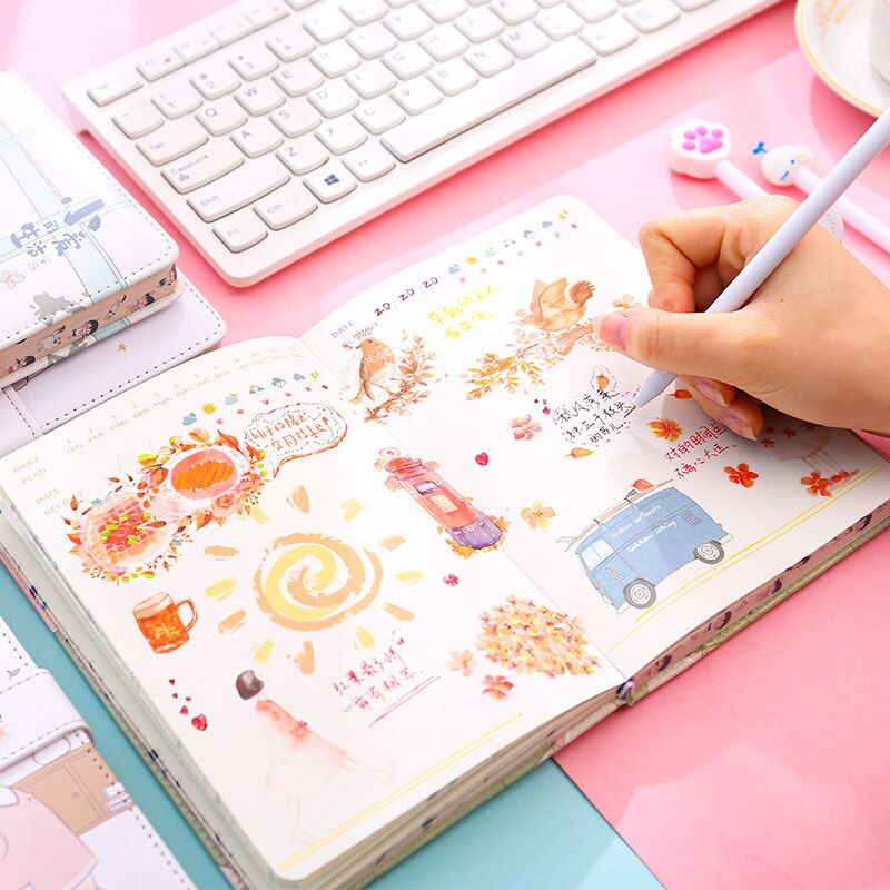 Skysonic A5 32K Aardbei Vruchten Gilrs Magnetische Gesp Notebook Leeg Gird Papier Zuivel Pu Boek Kawaii Journal Agenda Briefpapier