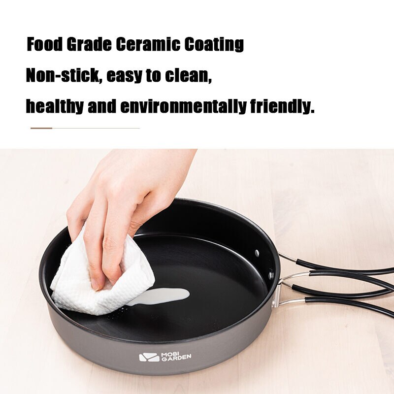 MOBI GARDEN Frying Pan Outdoor Camping Folding Frying Pan Frying Pan Steak Pot Portable Pan BBQ Supplies