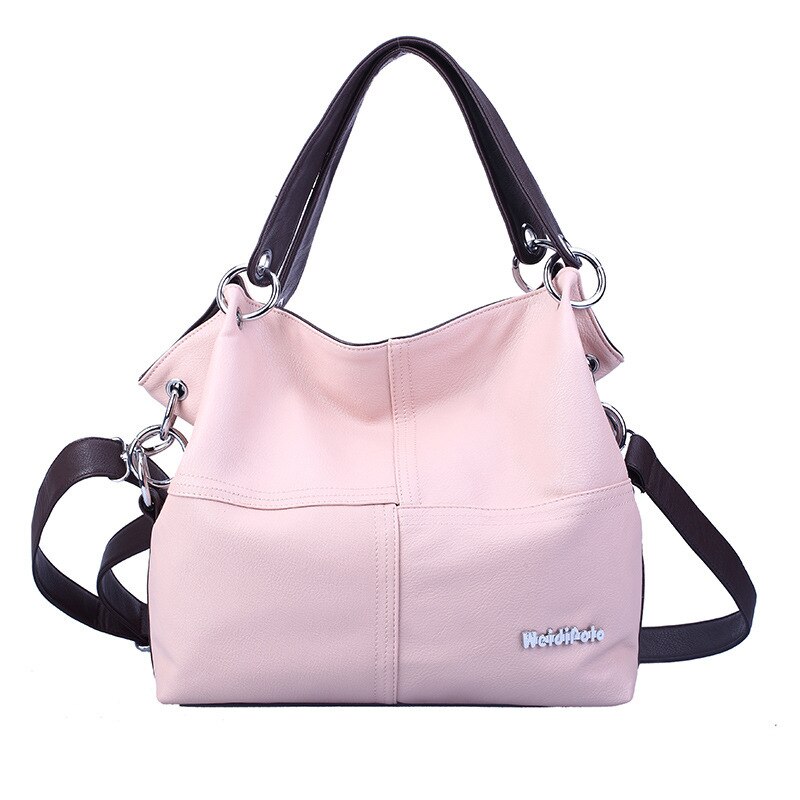 Women Versatile Handbag Soft Offer PU Leather bags Zipper messenger bag Splice grafting Vintage Shoulder Crossbody Bags: Pink