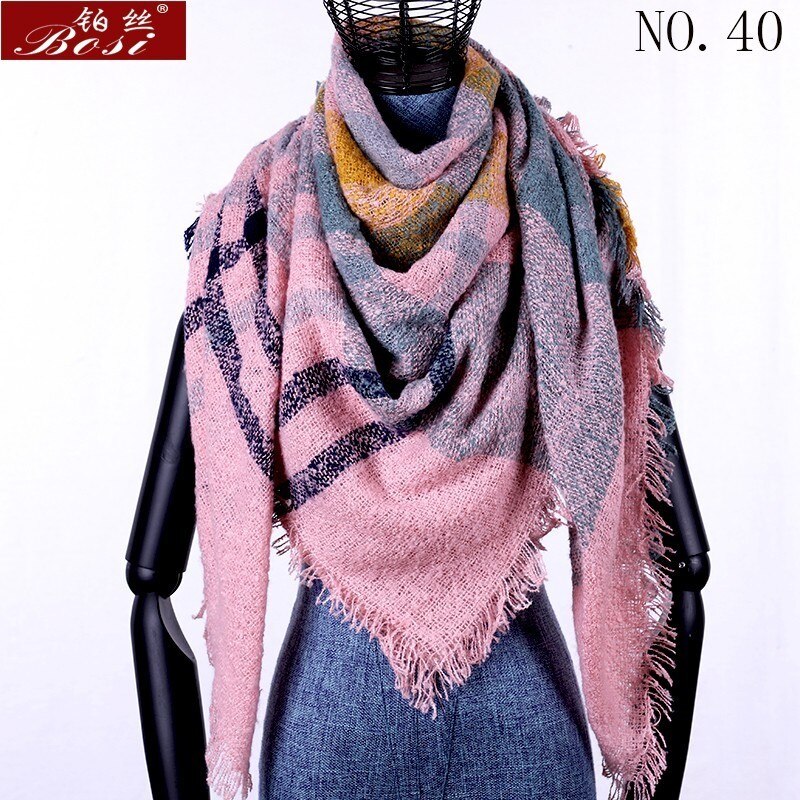Winter Kasjmier Plaid Sjaal Sjaal Vrouw Poncho Driehoek Luxe Bandana Pashmina Wrap Grote Stola Luxe