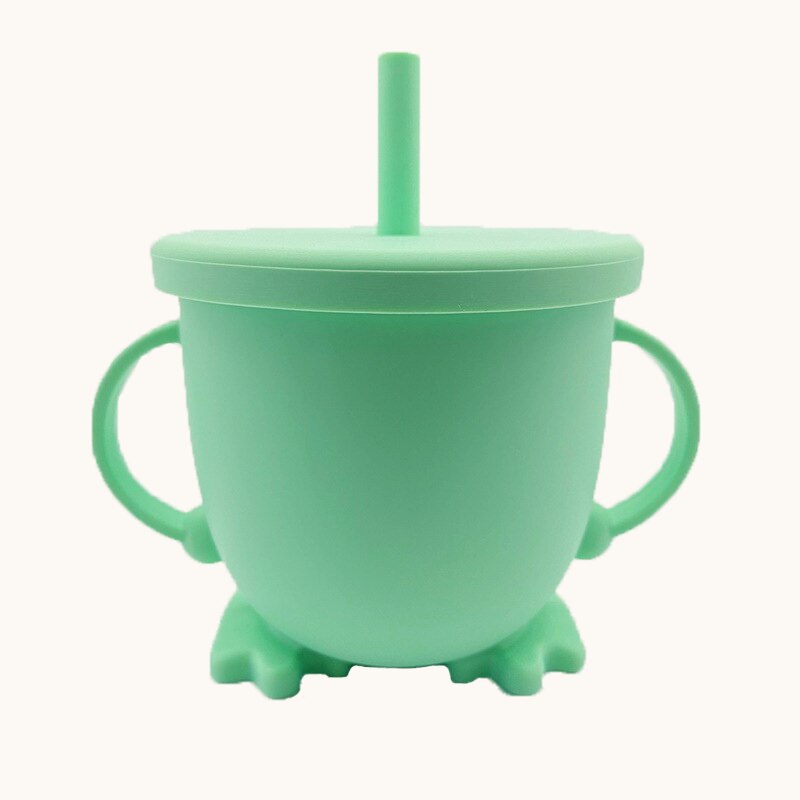 1PC Baby Silicone Snack Cup Baby Double Handle Silicone Feeding Bowl Spill-Proof Biscuits Container Box Snacks Storage Box: SFUG15