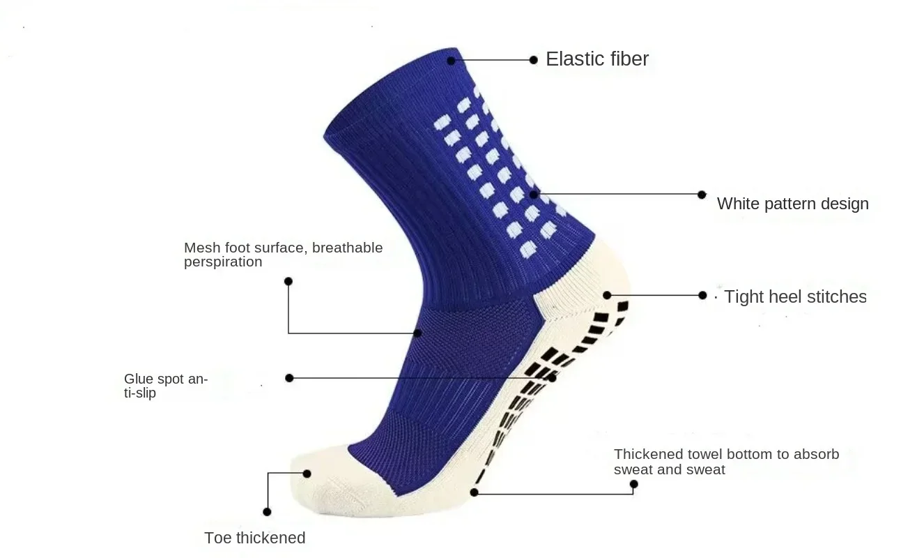 Heren Voetbal Sokken Sport Fietsen Grip Sokken Anti Slip Antislip Grip Pads voor Voetbal Basketbal Voetbaluitrusting