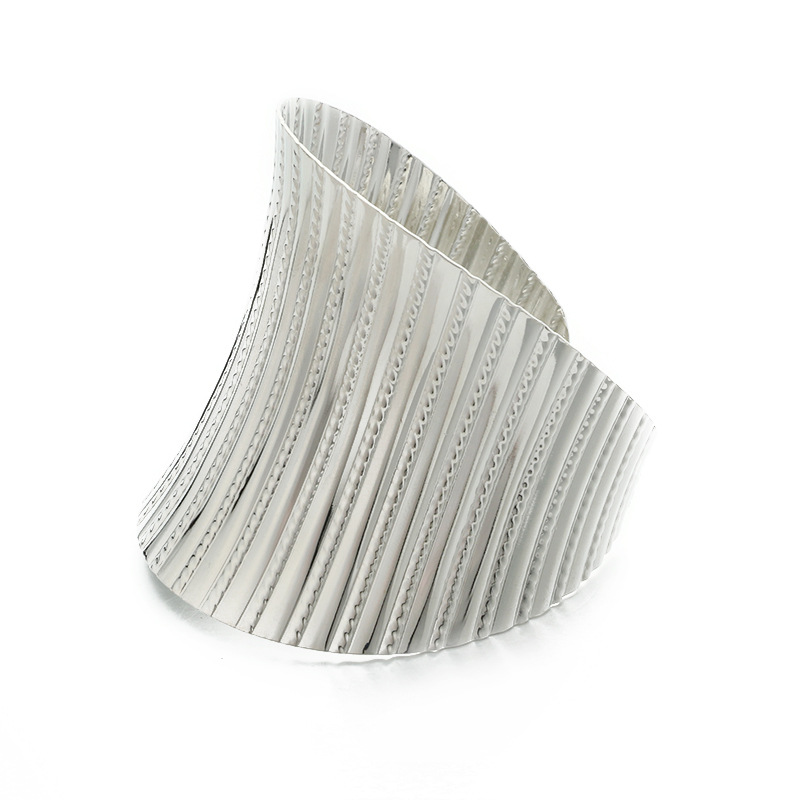 Find Me Vintage Curved Ethnic Big Cuff Bracelet Boho Statement Irregular Punk Bracelets Bangle For Women Jewelry: silver