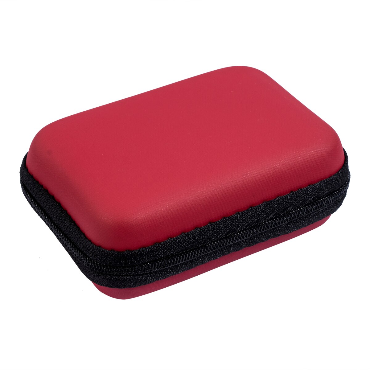Bærbart rejsehovedtelefon øretelefon øretelefon kabel opbevaringspose taske hårdt etui indsæt flashdrev: Rød