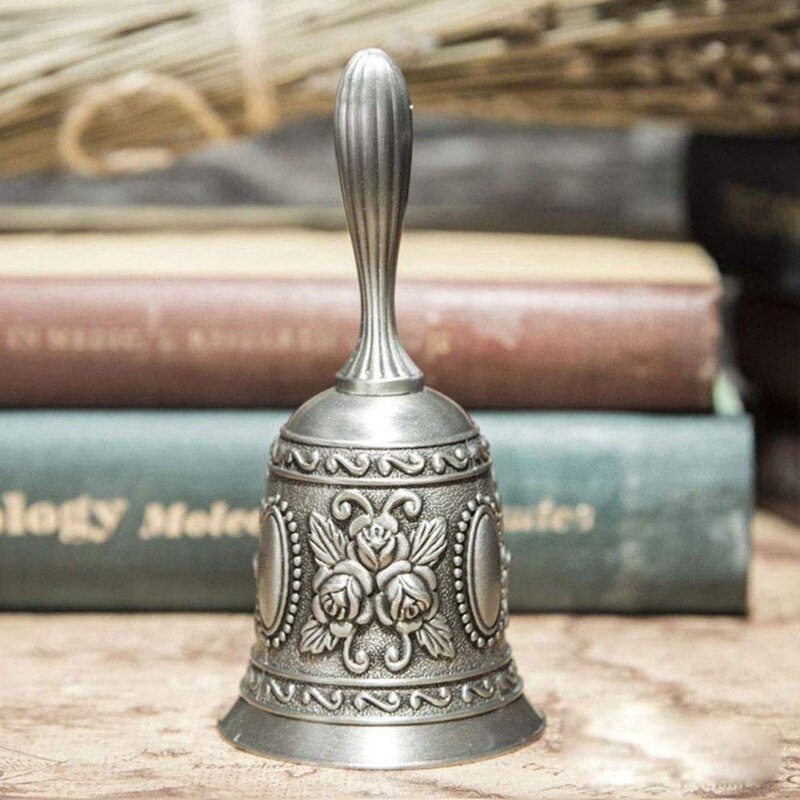 Hand Bel, Metal Tone Ring Alarm Hand Hold Dienst Call Bell Desktop Bel Thee Diner Bel Spel Bel, kerst Bel Zilver