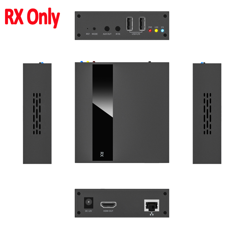 HDMI USB KVM Extender 4K 1080P TCP/IP Over Single Cat5e/6 up to 250M Keyboard &amp; Mouse Over Network, Low Latency, 2 Ports USB Hub: RX Only