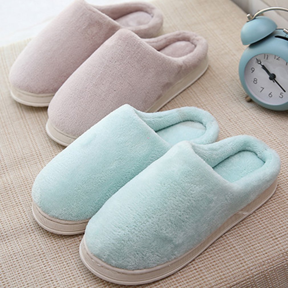 Solid Color Home Wood Floor Cotton Slippers