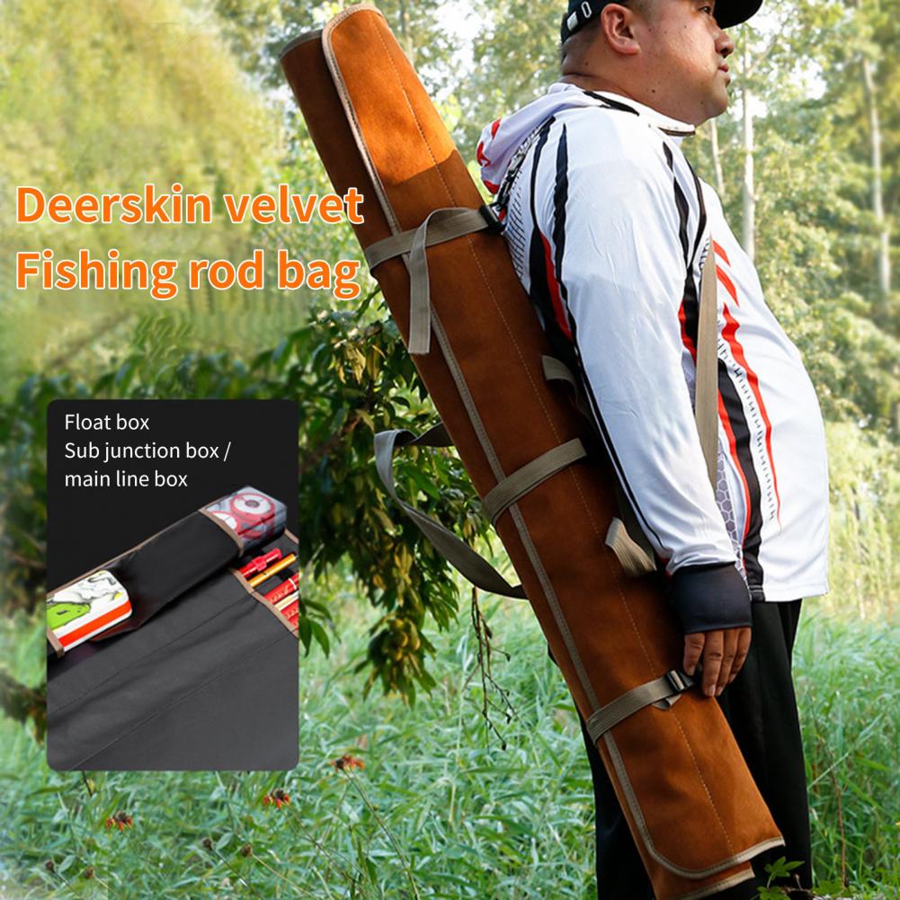 Faux Suede Staaf Carrier Tas Draagbare Waterdichte Grote Capaciteit Hengel Zak Drie Fix Riem Staaf Case Organizer