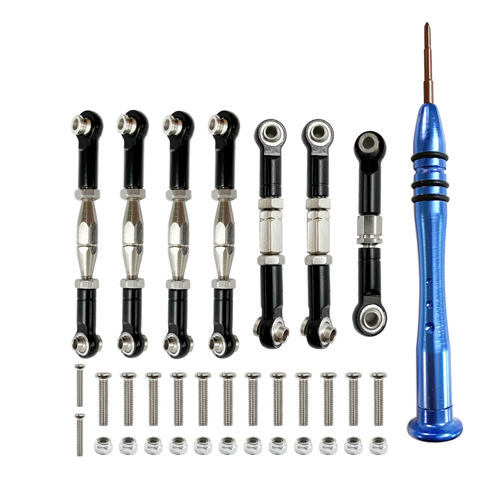 Juego de varillas de dirección con varilla de tracción servo de conexión de metal para WLtoys 1:14 144001 124018 124019 Piezas de actualización de coche RC: Borgoña