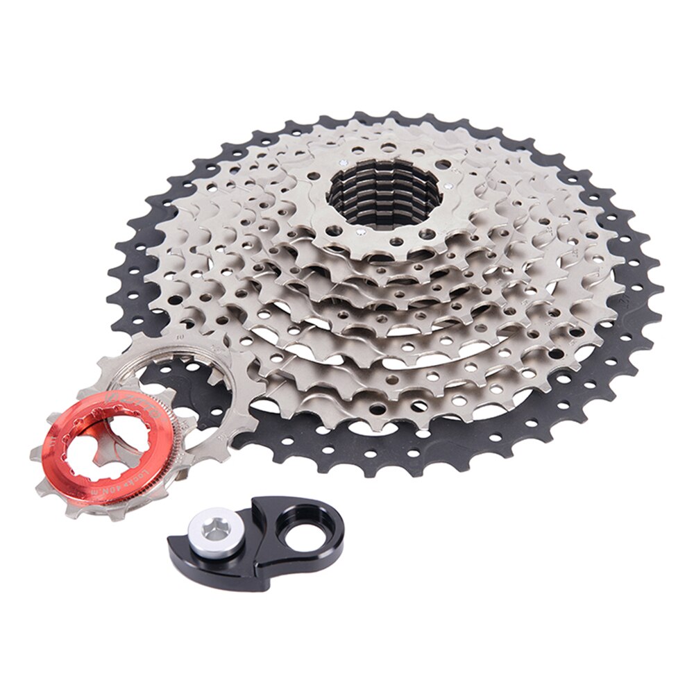 MTB 10 Speed 10S 11-42T Cassette Wide Ratio Mountain Bike Sprockets and Rear Hanger Extension Bundle Bicycle Parts