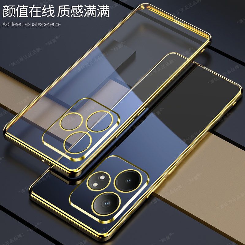 Case For Realme GT6 GT Neo6 SE 6T Electroplated Transparent Lens Protection Anti Cover For Realme GT6 Shockproof Bumper: Denim / Gold