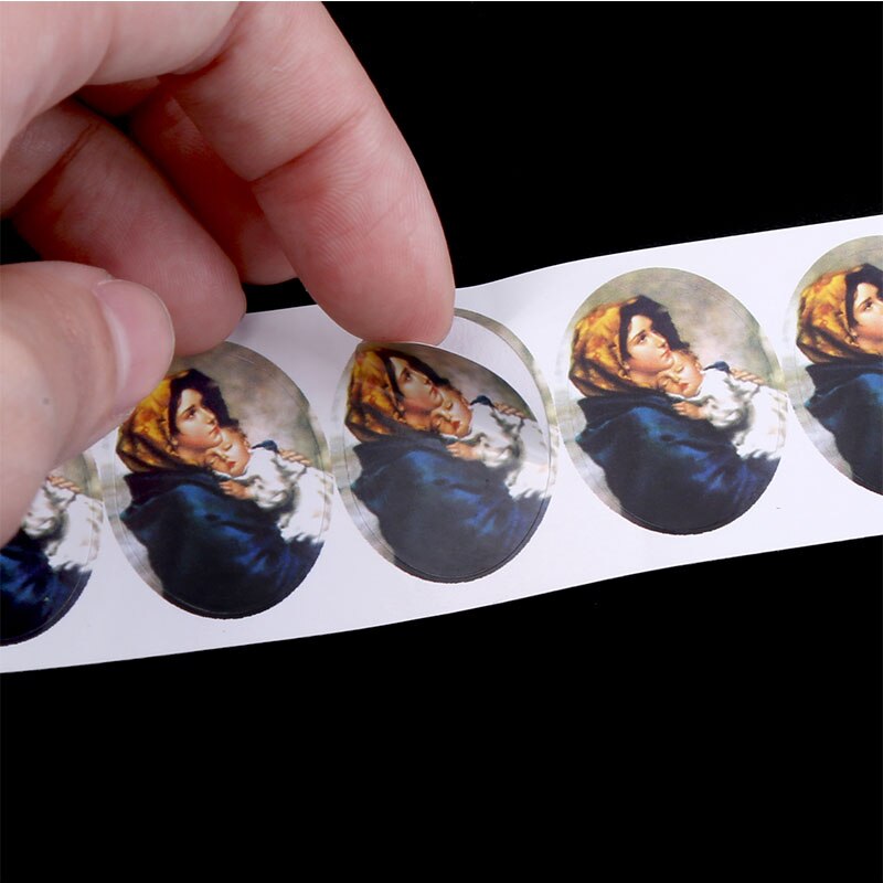 50pcs/Oval Religious Catholic Saint Mary Sticker Accessories 25x35mm: 25x35-50PCS19
