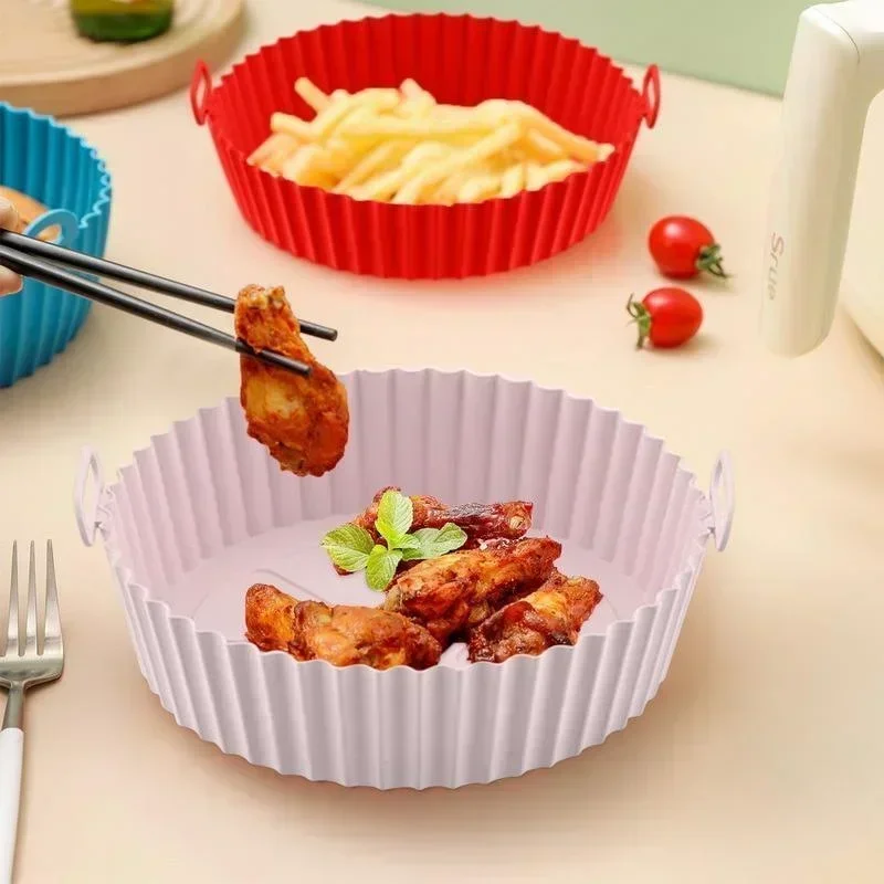 Silikoneinlagen für Luftfritteusen, Silikontopf für Luftfritteusen, wiederverwendbare Silikoneinlagen für Luftfritteusen, lebensmittelechtes, antihaftbeschichtetes Zubehör für Luftfritteusen