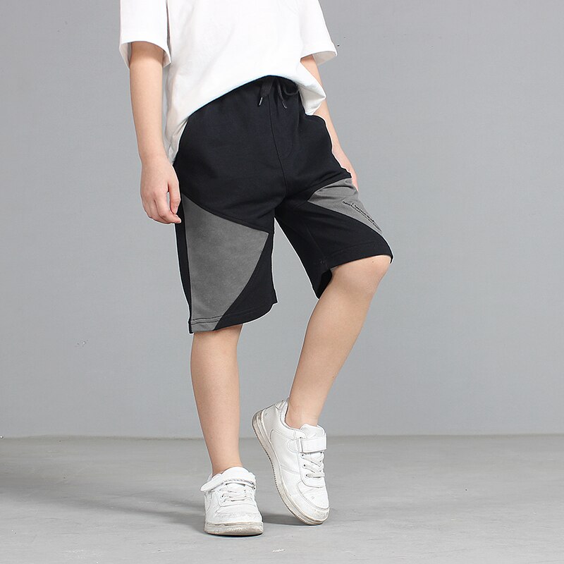 Kids Boys Shorts Summer Children Loose Splicing Sports Causal Shorts Blue/Gray For Teen Boys 120-160CM Wear Clj660