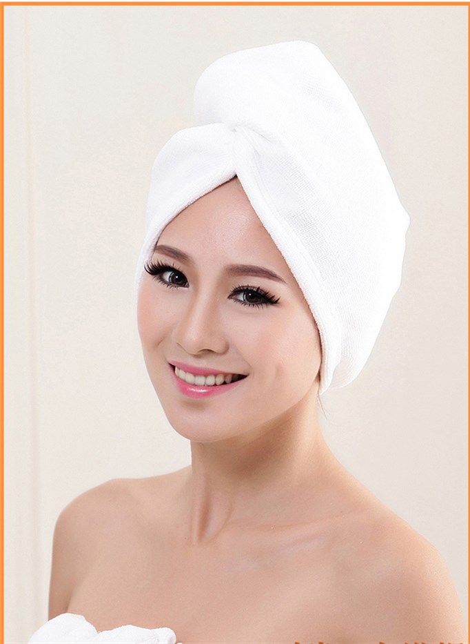 Wontive mikrofiber efter brusebad hår tørring wrap kvinders piger damehåndklæde hurtigtørrende hår hat kasket turban hoved wrap badeværktøj: Hvid