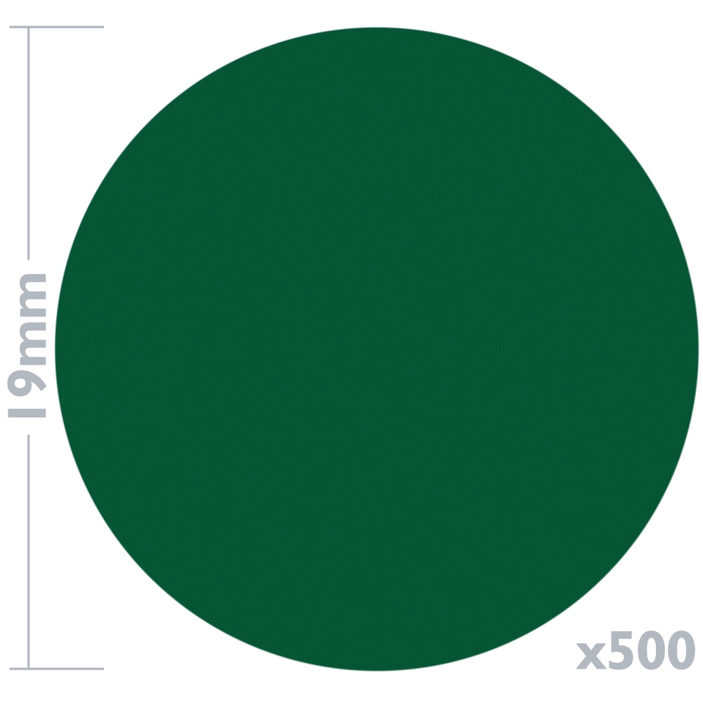 PrimeMatik-500 roll green round adhesive labels 19 mm